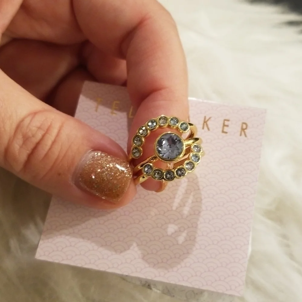 💕TED BAKER💕 Crystal Stacking Ring Light Blue